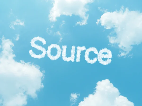 Cloud words with design on blue sky background — Stock Photo, Image