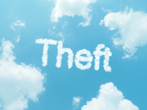 Cloud words with design on blue sky background — Stock Photo, Image