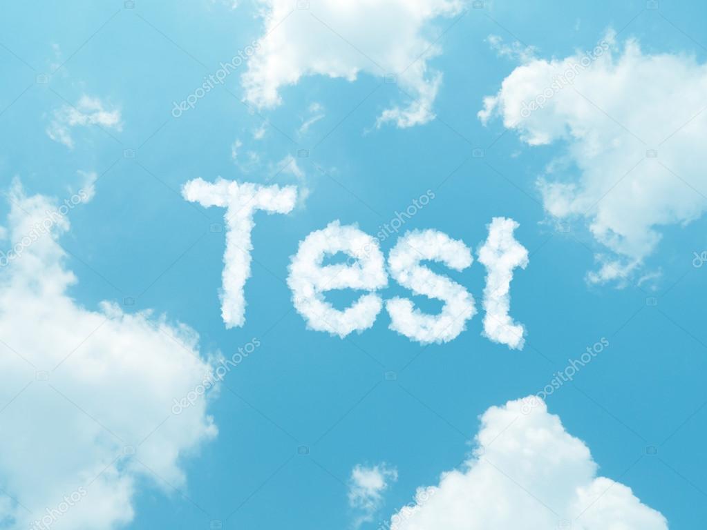 cloud words with design on blue sky background