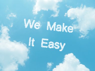 mavi gökyüzü arkaplanında dizayn edilmiş bulut kelimeleri