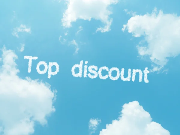 Cloud words with design on blue sky background — Stock Photo, Image