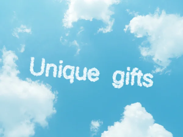 Cloud words with design on blue sky background — Stock Photo, Image