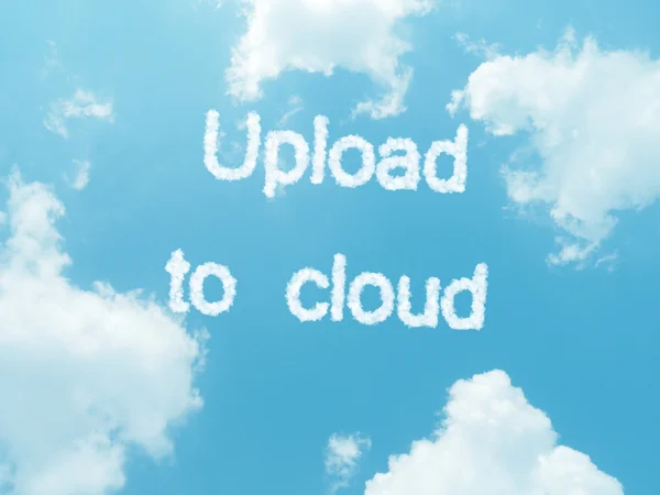 Cloud words with design on blue sky background — Stock Photo, Image