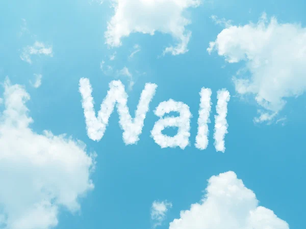 Cloud words with design on blue sky background — Stock Photo, Image