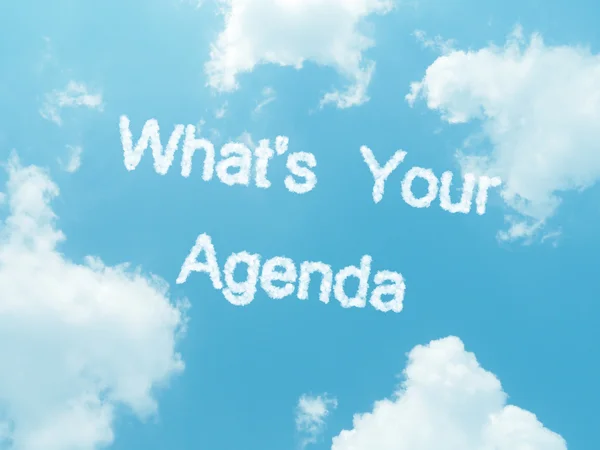 Cloud words with design on blue sky background — Stock Photo, Image