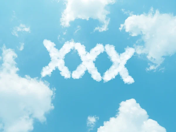 Cloud words with design on blue sky background — Stock Photo, Image