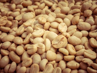 Yeşil kahve çekirdekleri makro filtre etkisi retro vintage tarzı ile