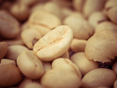 Yeşil kahve çekirdekleri makro filtre etkisi retro vintage tarzı ile