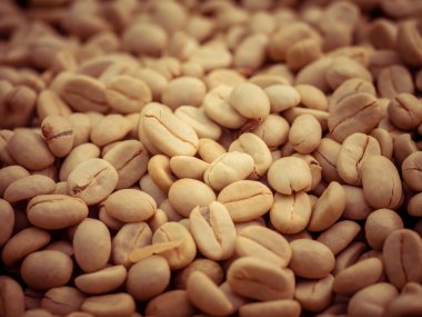 Yeşil kahve çekirdekleri makro filtre etkisi retro vintage tarzı ile