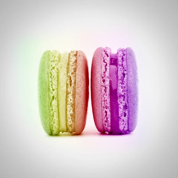 Tęcza słodkie i kolorowe francuskie macarons — Zdjęcie stockowe