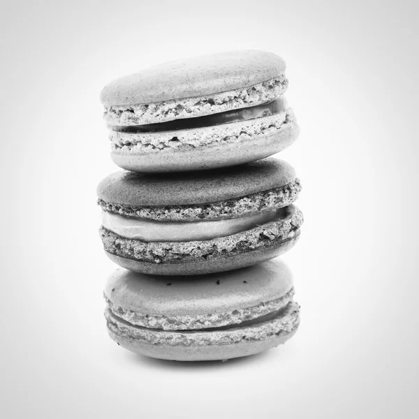 Black and white Sweet french macarons — Stock Photo, Image