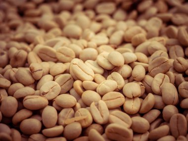 Yeşil kahve çekirdekleri makro filtre etkisi retro vintage tarzı ile