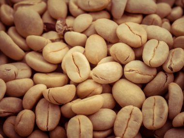 Yeşil kahve çekirdekleri makro filtre etkisi retro vintage tarzı ile