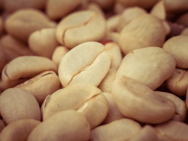 Yeşil kahve çekirdekleri makro filtre etkisi retro vintage tarzı ile