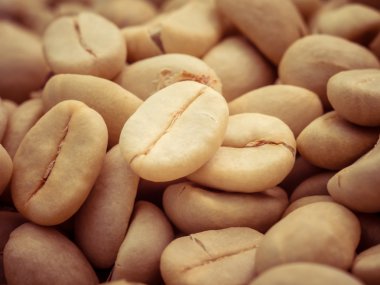 Yeşil kahve çekirdekleri makro filtre etkisi retro vintage tarzı ile