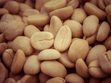 Yeşil kahve çekirdekleri makro filtre etkisi retro vintage tarzı ile