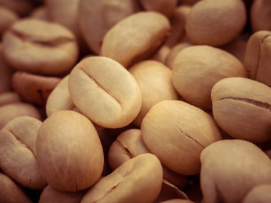 Yeşil kahve çekirdekleri makro filtre etkisi retro vintage tarzı ile