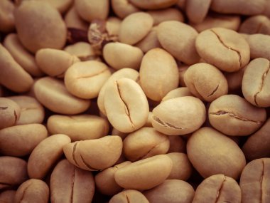 Yeşil kahve çekirdekleri makro filtre etkisi retro vintage tarzı ile