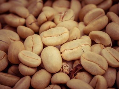 Yeşil kahve çekirdekleri makro filtre etkisi retro vintage tarzı ile