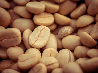 Yeşil kahve çekirdekleri makro filtre etkisi retro vintage tarzı ile