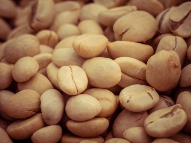 Yeşil kahve çekirdekleri makro filtre etkisi retro vintage tarzı ile