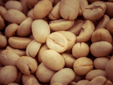 Yeşil kahve çekirdekleri makro filtre etkisi retro vintage tarzı ile