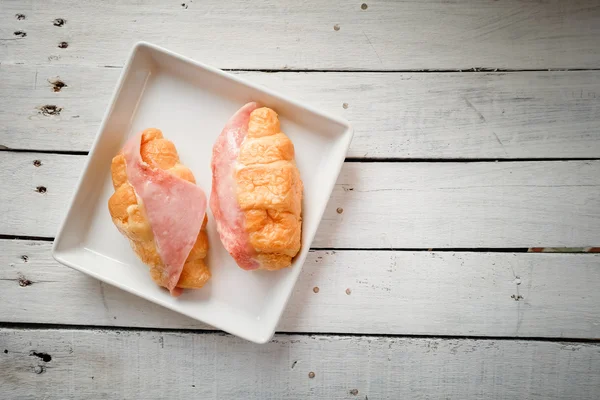 Croissant ham with filter effect retro vintage style — Stock Photo, Image