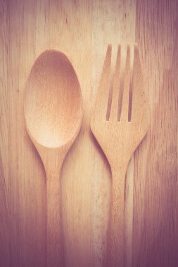 Tahta kaşık filtre etkisi retro vintage tarzı ahşap tablo