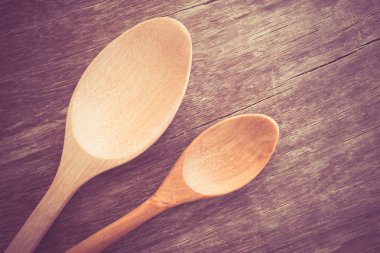 Tahta kaşık filtre etkisi retro vintage tarzı ahşap tablo