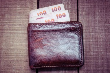 Filtre etkisi retro vintage tarzı ile deri cüzdan para