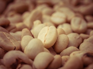 Yeşil kahve çekirdekleri makro filtre etkisi retro vintage tarzı ile