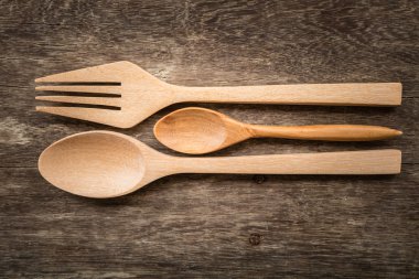 Tahta kaşık filtre etkisi retro vintage tarzı ahşap tablo