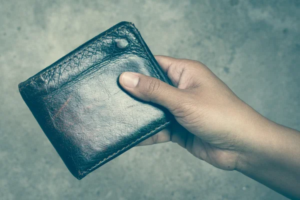 El ve filtre etkisi retro vintage tarzı ile cüzdan — Stok fotoğraf
