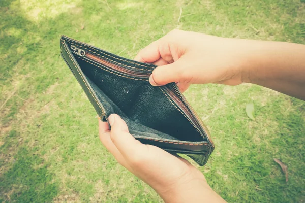 An empty wallet with filter effect retro vintage style — Stock Photo, Image