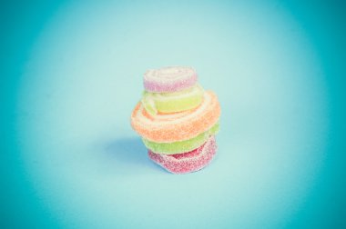 Renkli meyve-hamur tatlılar filtre etkisi retro vintage arpacık ile