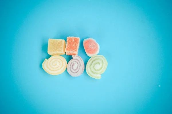 Dolci colorati di pasta di frutta con effetto filtro retro vintage sty — Foto Stock