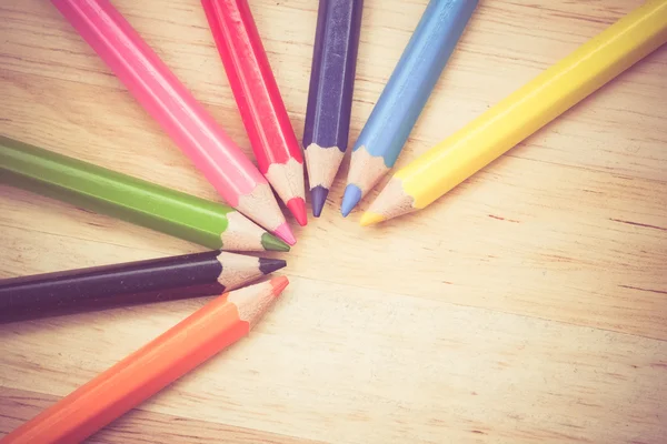 Color pencils old retro vintage style — Stock Photo, Image