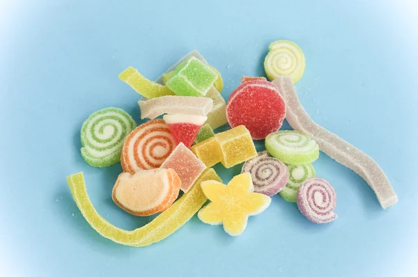 Doces coloridos de pasta de frutas com efeito de filtro retro vintage sty — Fotografia de Stock