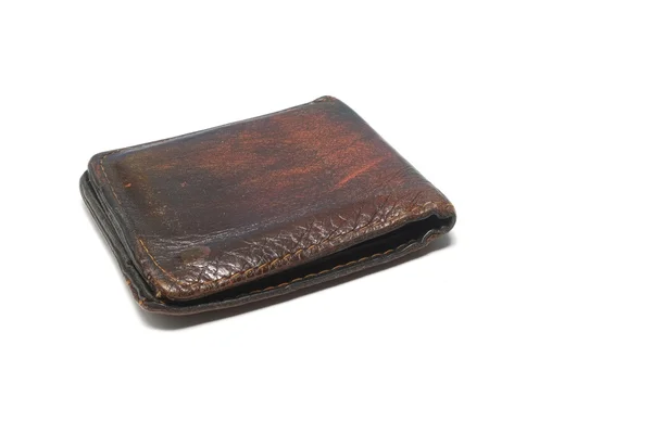 Старый кожаный бумажник изолировать на белом фоне — стоковое фото