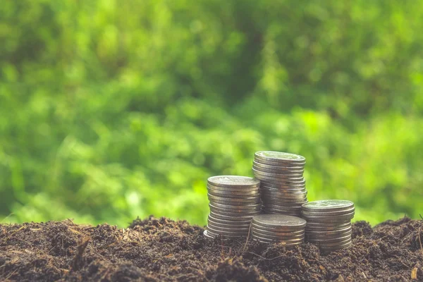 Stack of Coins with filter effect retro vintage style — Stock Photo, Image