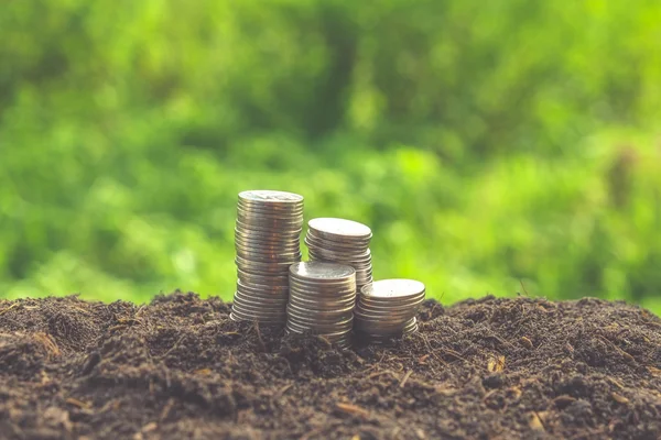 Stack of Coins with filter effect retro vintage style — Stock Photo, Image