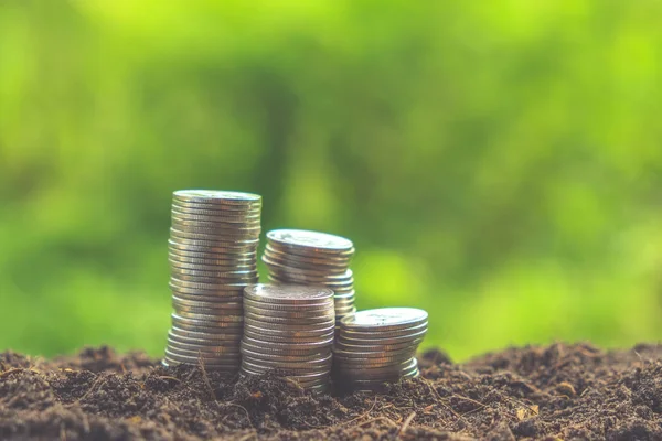 Stack of Coins with filter effect retro vintage style — Stock Photo, Image