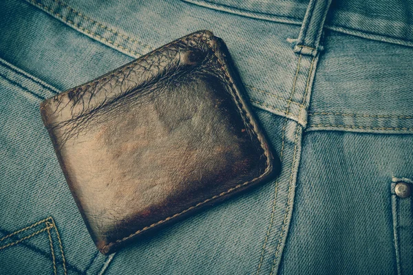 Plånbok och jean med filter effekt retro vintage stil — Stockfoto