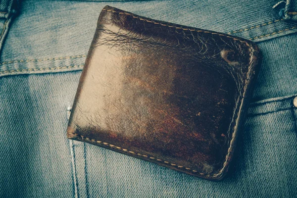 Portefeuille en jean met filter effect retro vintage stijl — Stockfoto