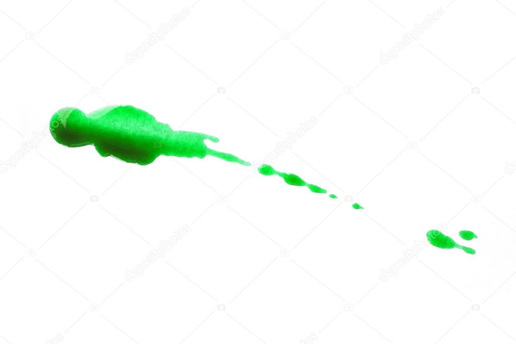 Drops of green on a white background