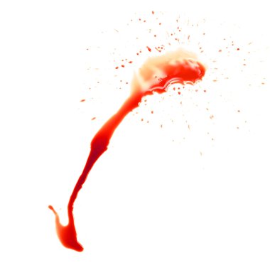 Beyaz arka planda kan lekeleri var.