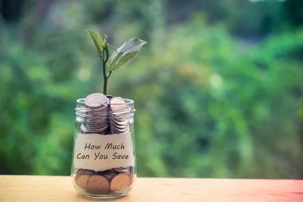 Geld sparen für Investitionskonzept Geld im Glas mit Filter — Stockfoto