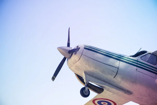 aircraft with a motor-driven propellers with filter effect retro vintage style