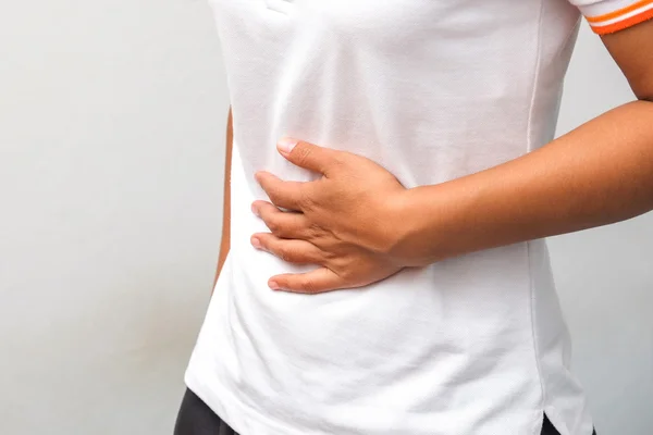 Close-up Of Woman Suffering From Stomach Ache — Stock Photo, Image