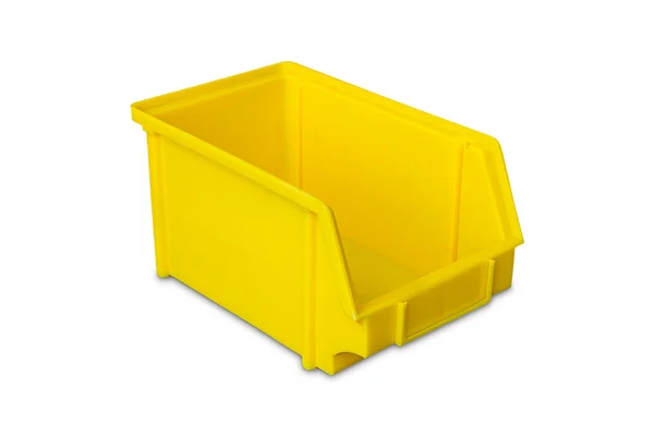 Yellow plastic parts bin — Stock Photo, Image